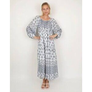 Hunter Bell Penelope Dress Maxi Silk Blend Willow Western Blue Sz XS Boho Cottag